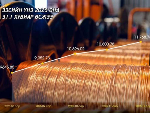 Зэсийн үнэ 2025 онд 31.1 хувиар өсжээ